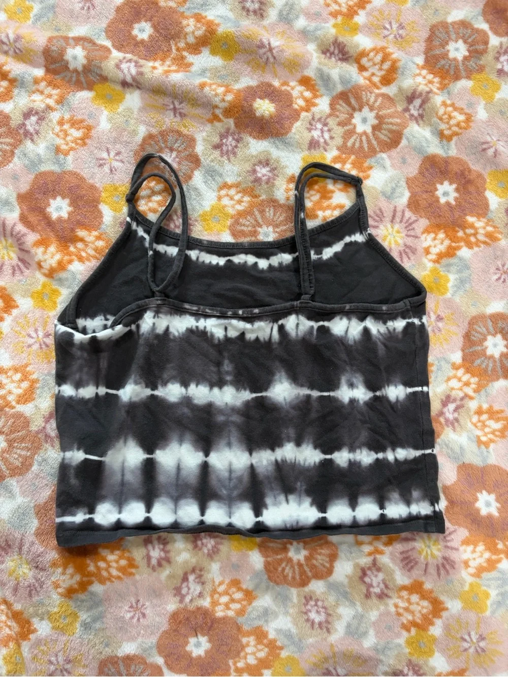 American Eagle Outfitters Black & White Tie-Dye Cropped Cami